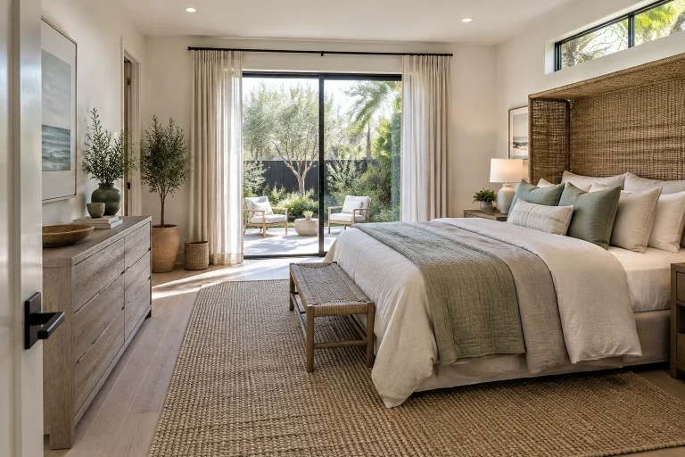 Natural Materials Palette with Indoor-Outdoor Feel, Coastal modern bedroom-family interior
