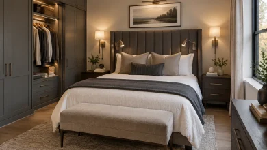 Hotel-inspired compact luxury with renter-friendly upgrades, Hotel-inspired contemporary Small master or guest bedroom interior